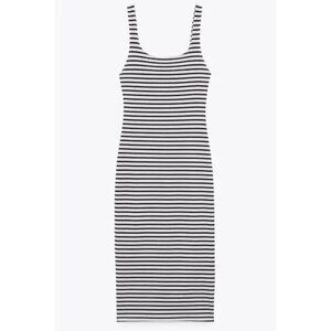 ZARA Striped Sleeveless Midi Dress Size L